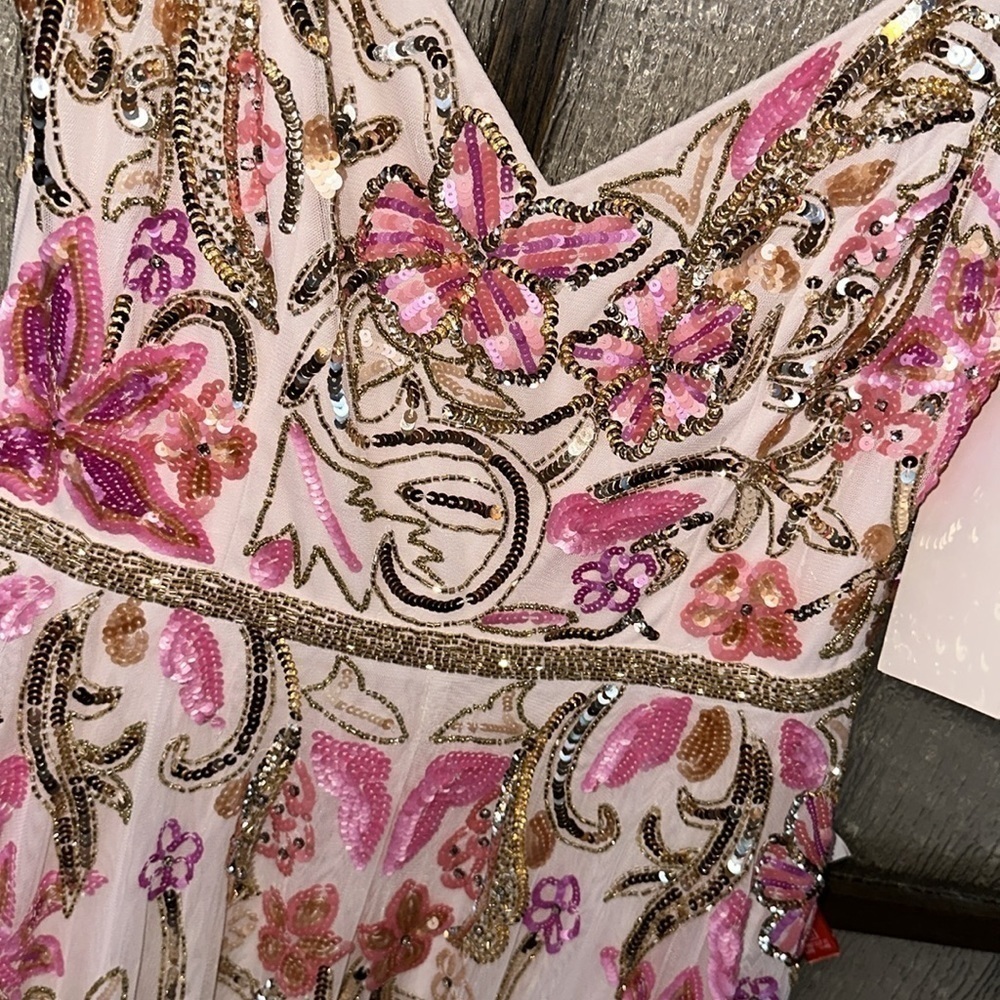Mac Duggal V NECK FLORAL EMBELLISHED SPAGHETTI STRAP GOWN size 12 NEW $698 - Picture 9 of 17